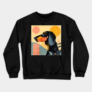 70s Black and Tan Coonhound Vibes: Pastel Pup Parade Crewneck Sweatshirt